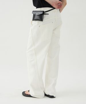 SLANT COTTON TROUSERS - OFF WHITE