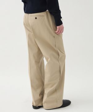 SIDE-TUCK COTTON TROUSERS - TAUPE BEIGE
