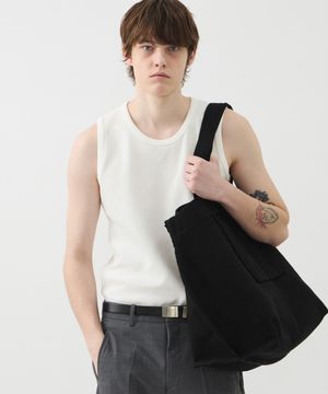 SLANT RIB SLEEVELESS TOP - OFF WHITE