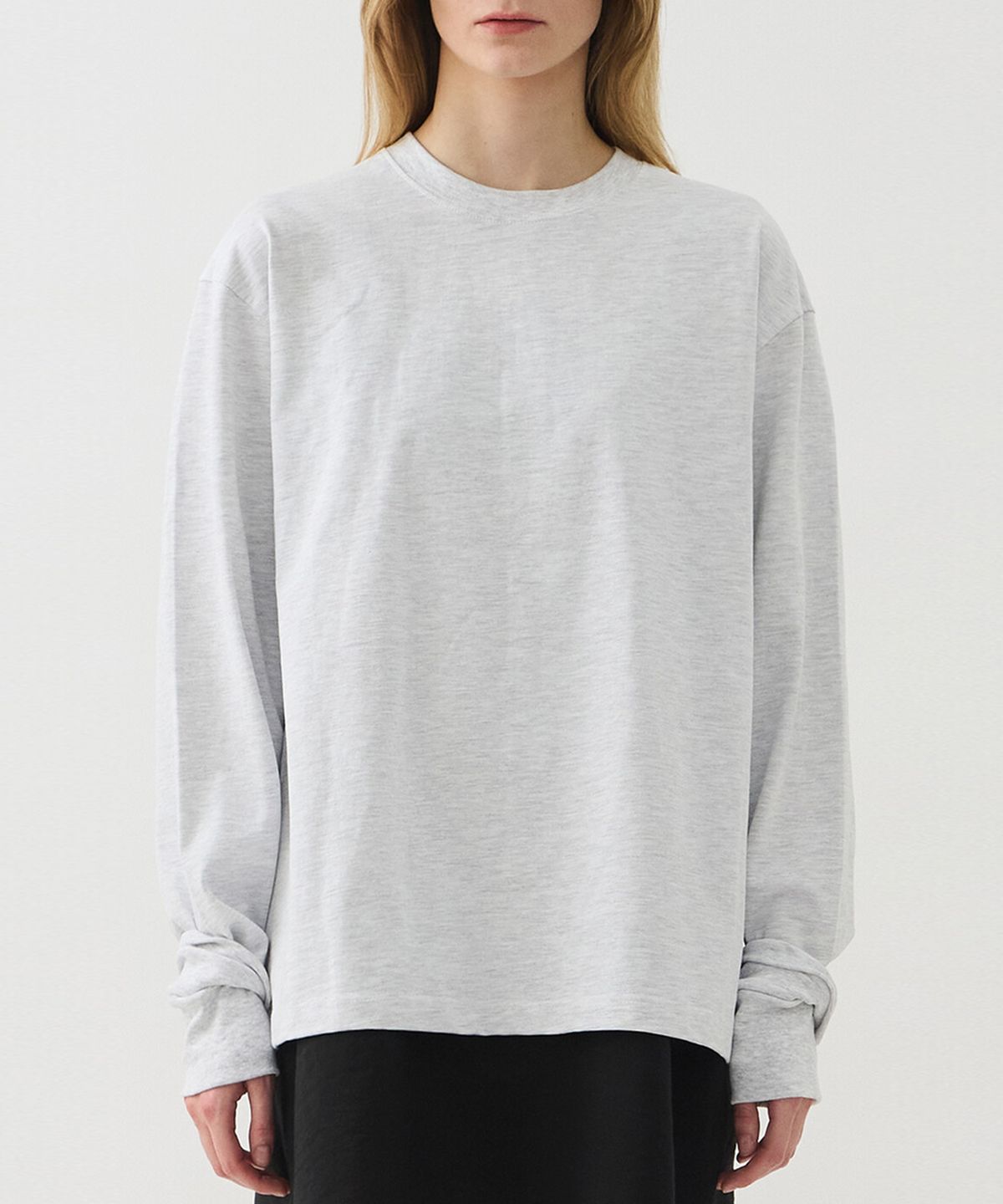 윈더(WINDER) DOUBLE-RIB JERSEY TOP - MELANGE GREY