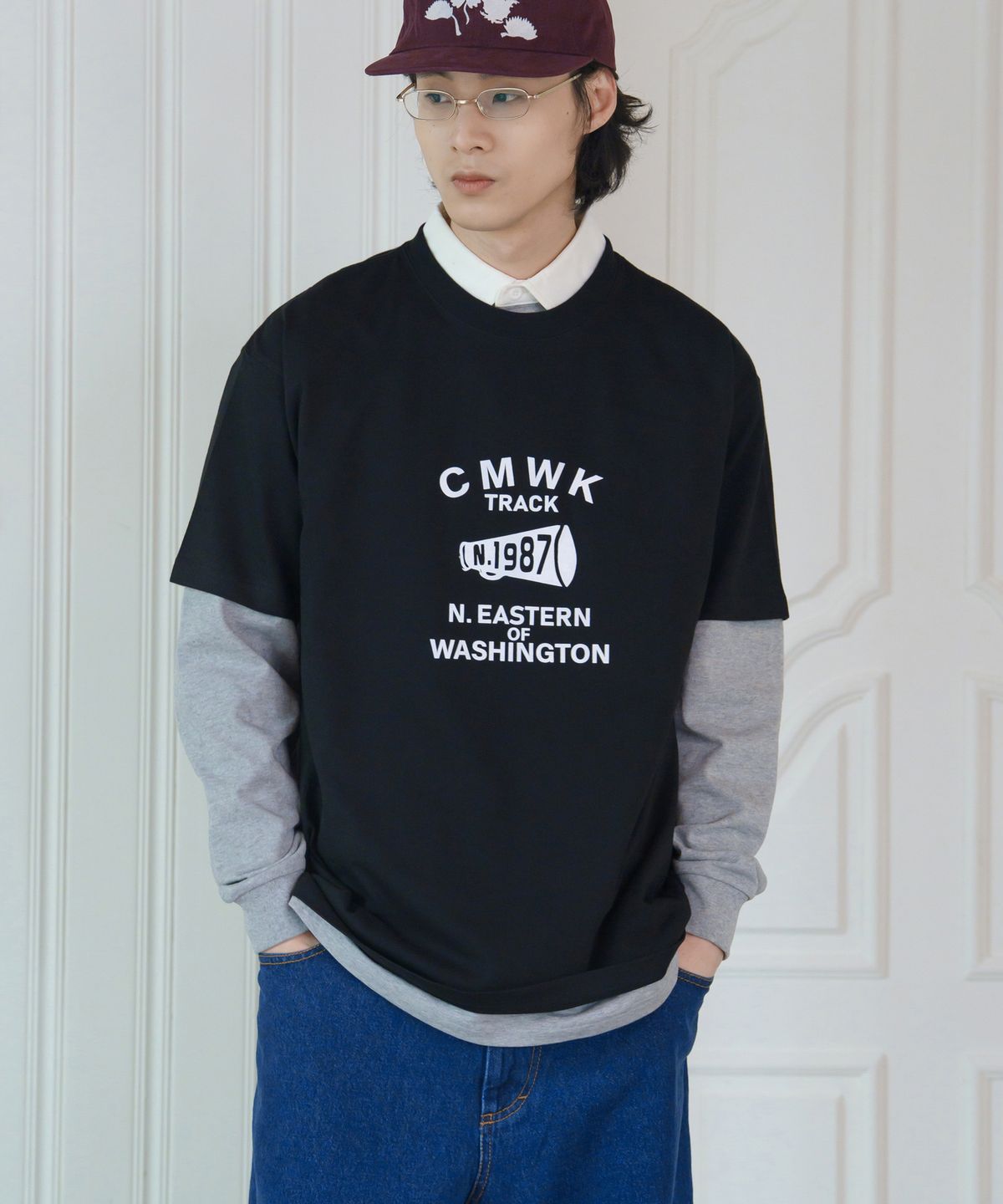 카멜워크(CAMEL WORK) CMWK 트랙 빈티지 반팔티셔츠(블랙)