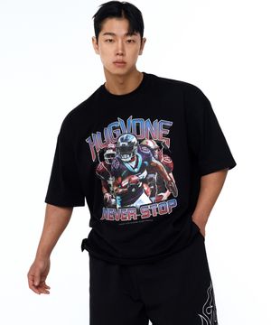 퍼플 부틀랙 오버핏 숏슬리브