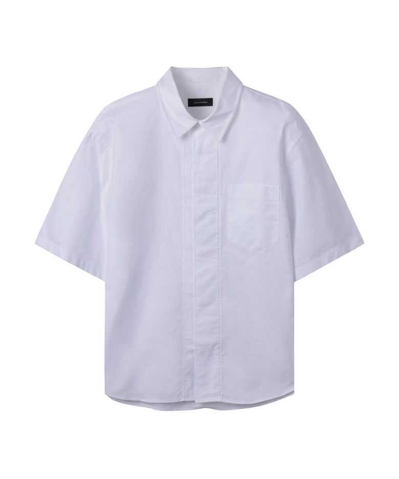 White Hidden Botton Oxford Half Shirt CWSAM25313WHX