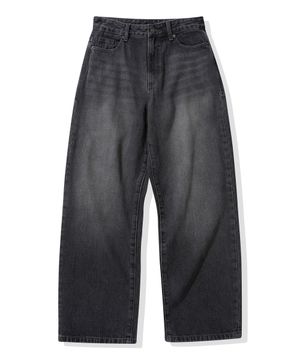 루즈 스트레이트 데님 팬츠_워시드블랙