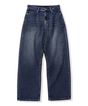 루즈 스트레이트 데님 팬츠_워시드다크블루