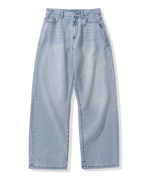 루즈 스트레이트 데님 팬츠_워시드블루