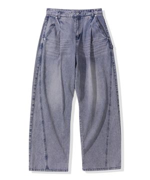 엑스트라 와이드 데님 팬츠_워시드 핑크