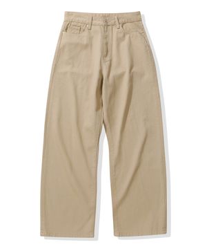 와이드 워싱 코튼팬츠_베이지