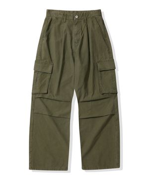 와이드 카고 코튼 립스탑 팬츠_카키