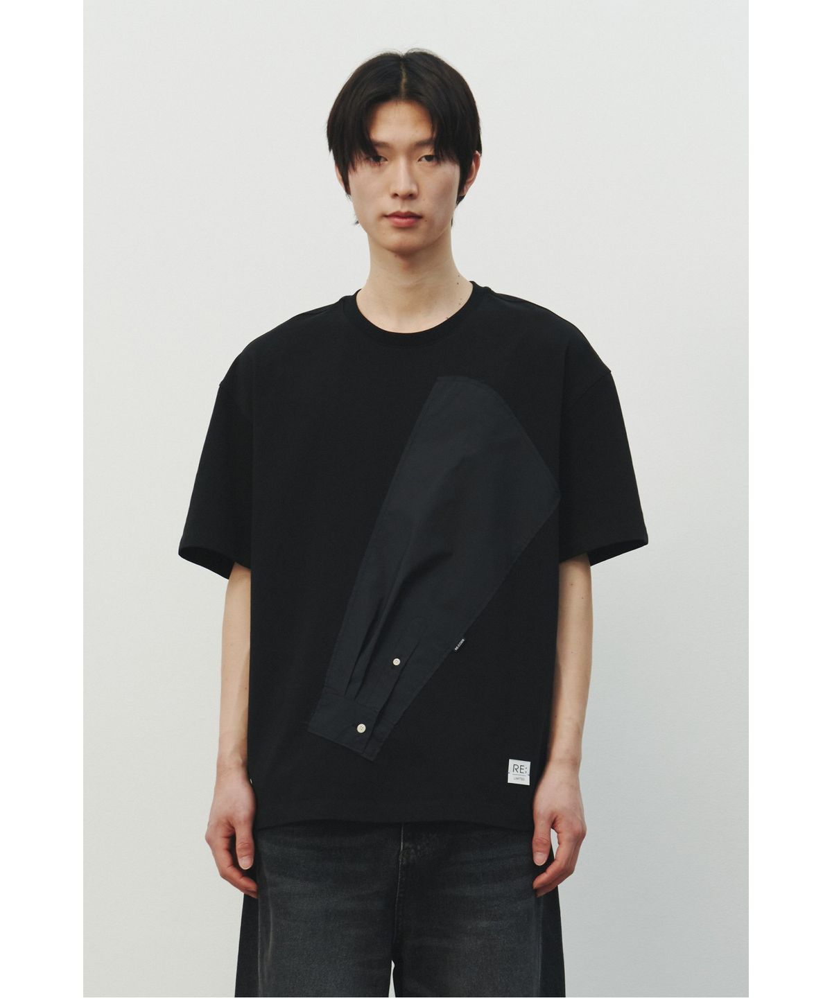 래코드(RECODE) Sleeve Patch T-shirt_RKTAM25618BKX