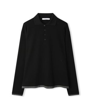 LAYERED HEM POLO TOP - BLACK