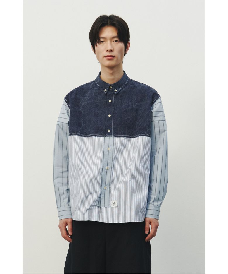 Stripe Panel Denim Shirt_RKSAS25609BUX