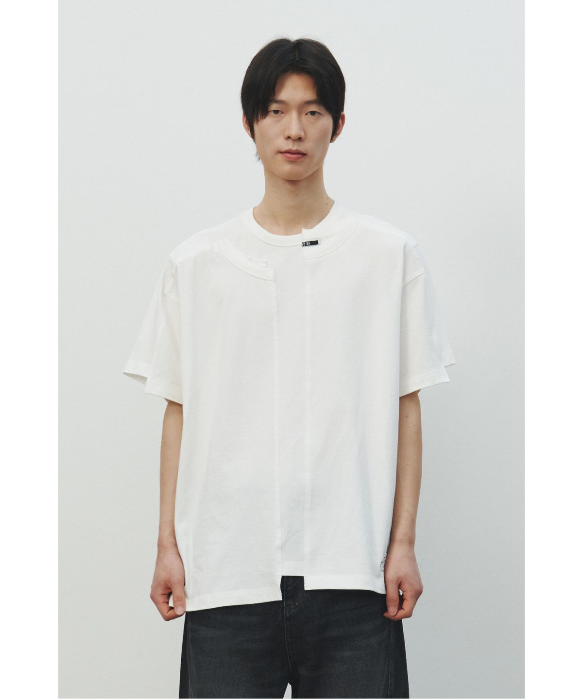 래코드(RECODE) Garment Patchwork T-shirt_RKTAM25602WHX
