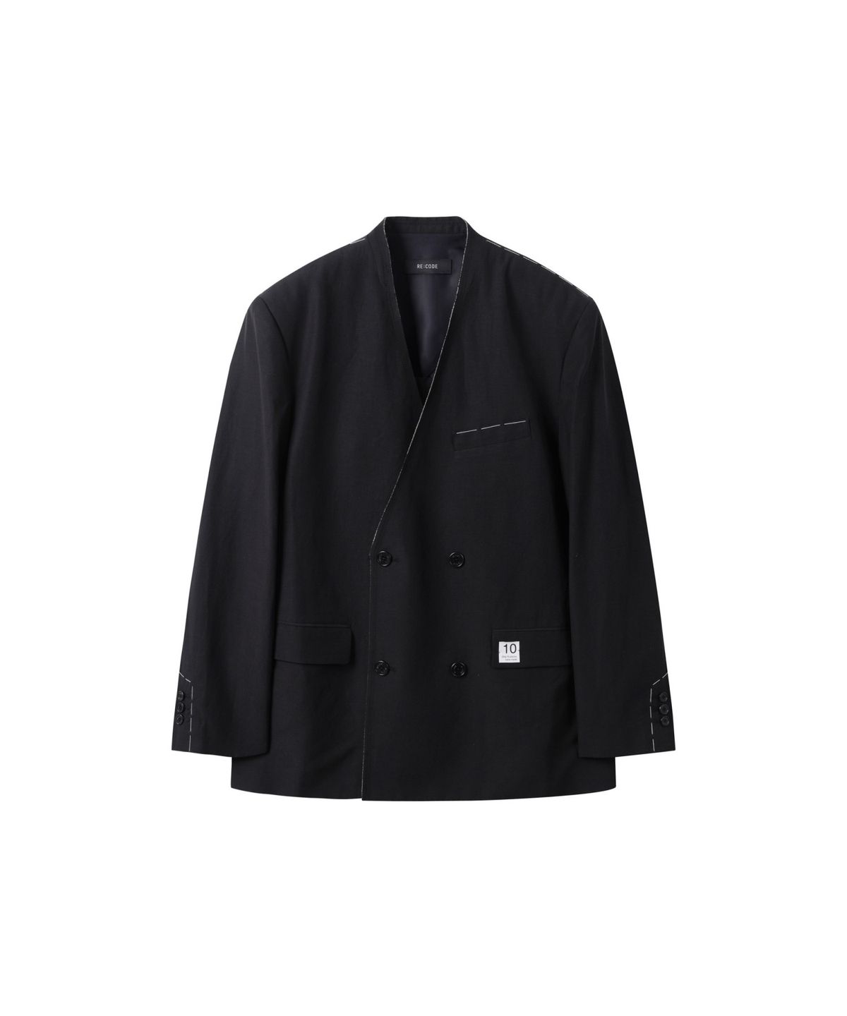 래코드(RECODE) Collarless Linen Jacket_RKJAS25606BKX
