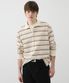 STRIPED COTTON POLO - ECRU