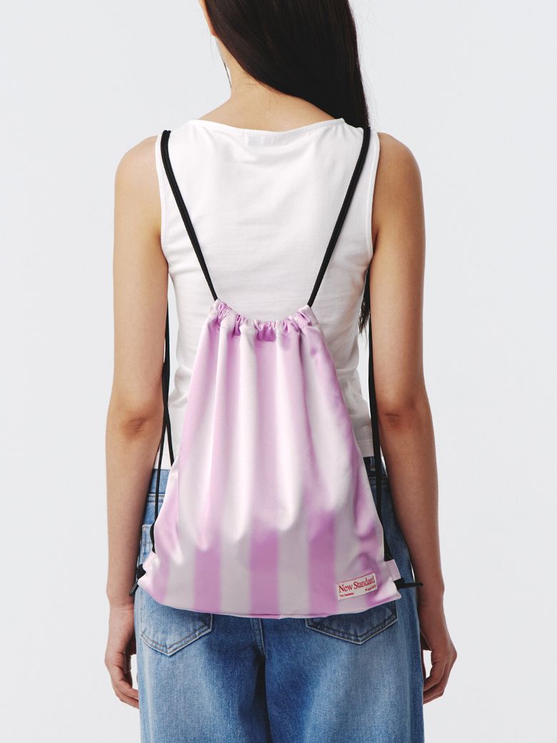 Stripe Drawstring Sport Bag UNISEX Pink