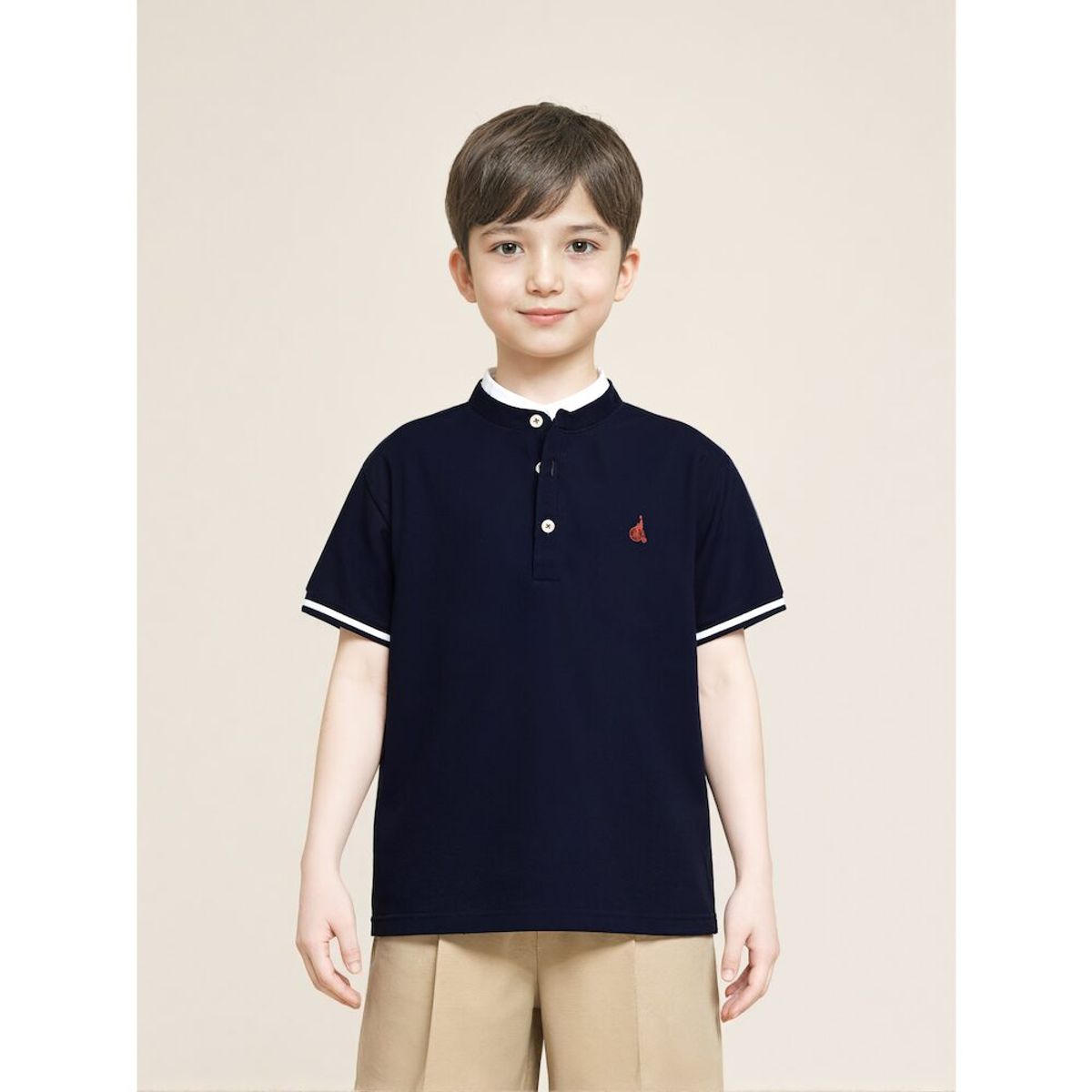 빈폴 키즈(BEANPOLE KIDS) 헨리넥 피케 반팔 티셔츠  네이비 (BI5342U09R)