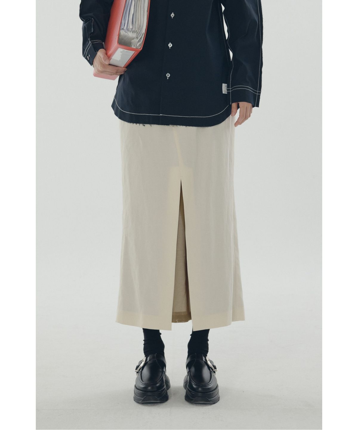 래코드(RECODE) Mixed-Media Mermaid Skirt_RQKAM25551IVX