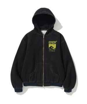 [UN] Mechanic sweatshirt zip-up hoodie Black