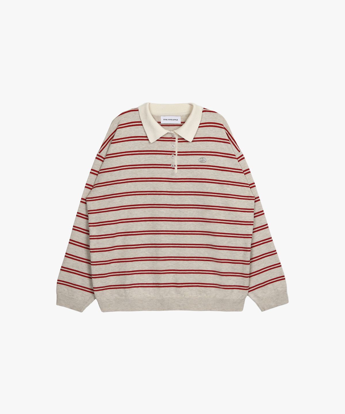 핑크파인애플(PINK PINEAPPLE) PPA STRIPE COLLAR KNIT_OATMEAL