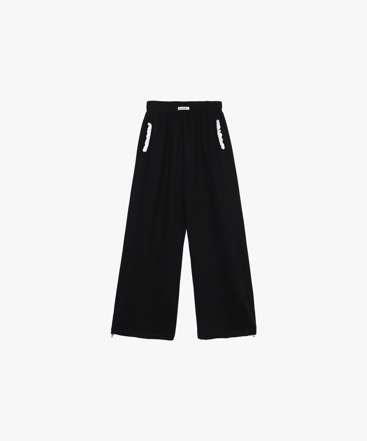 핑크파인애플(PINK PINEAPPLE) LACE POCKET WIDE SWEATPANTS_BLACK