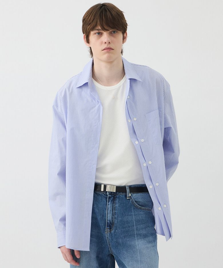 PLACKET STRIPE SHIRTS - LIGHT BLUE