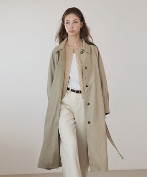 벨티드 롱 트렌치 코트_Beige
