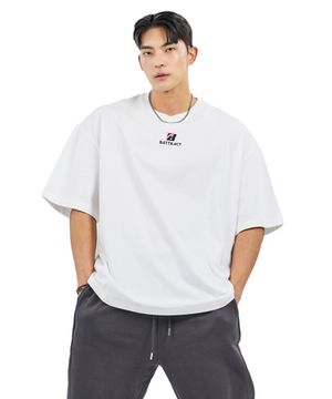 스포티 로고 오버핏 반팔 화이트