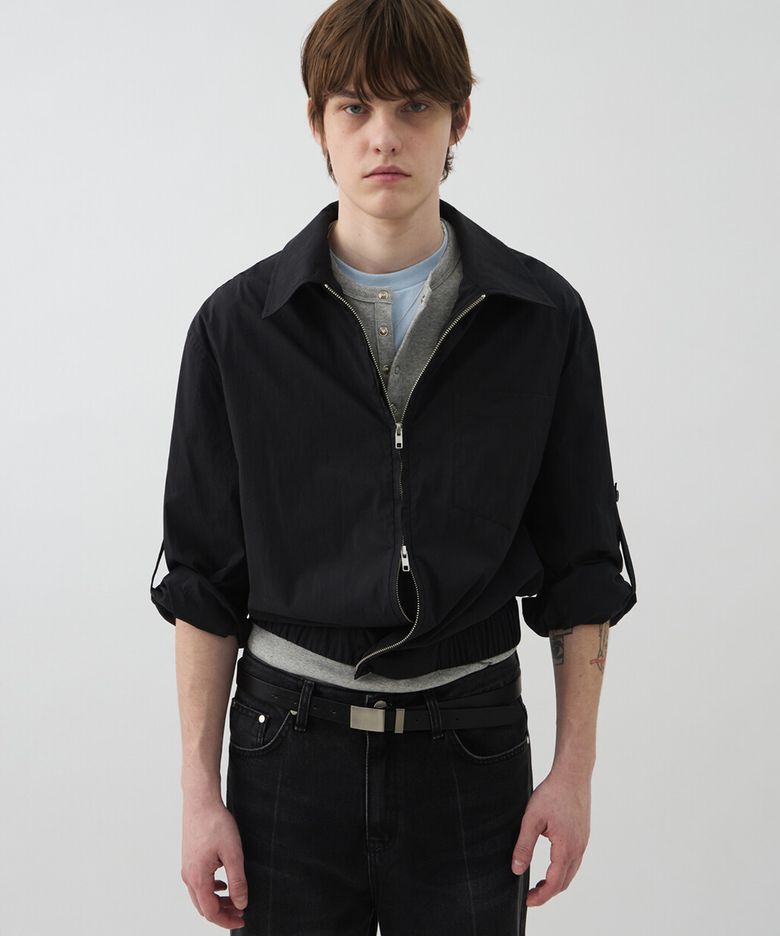 CINCHED LIGHT BLOUSON - BLACK