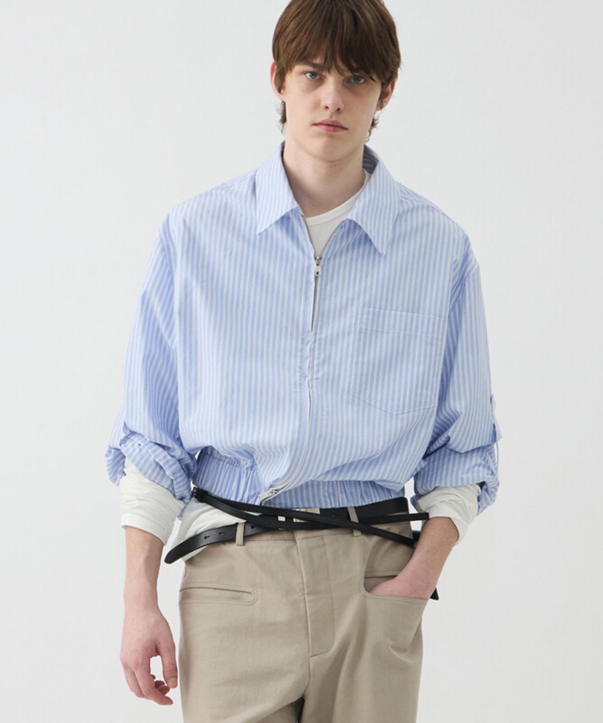 윈더(WINDER) CINCHED LIGHT BLOUSON - STRIPE