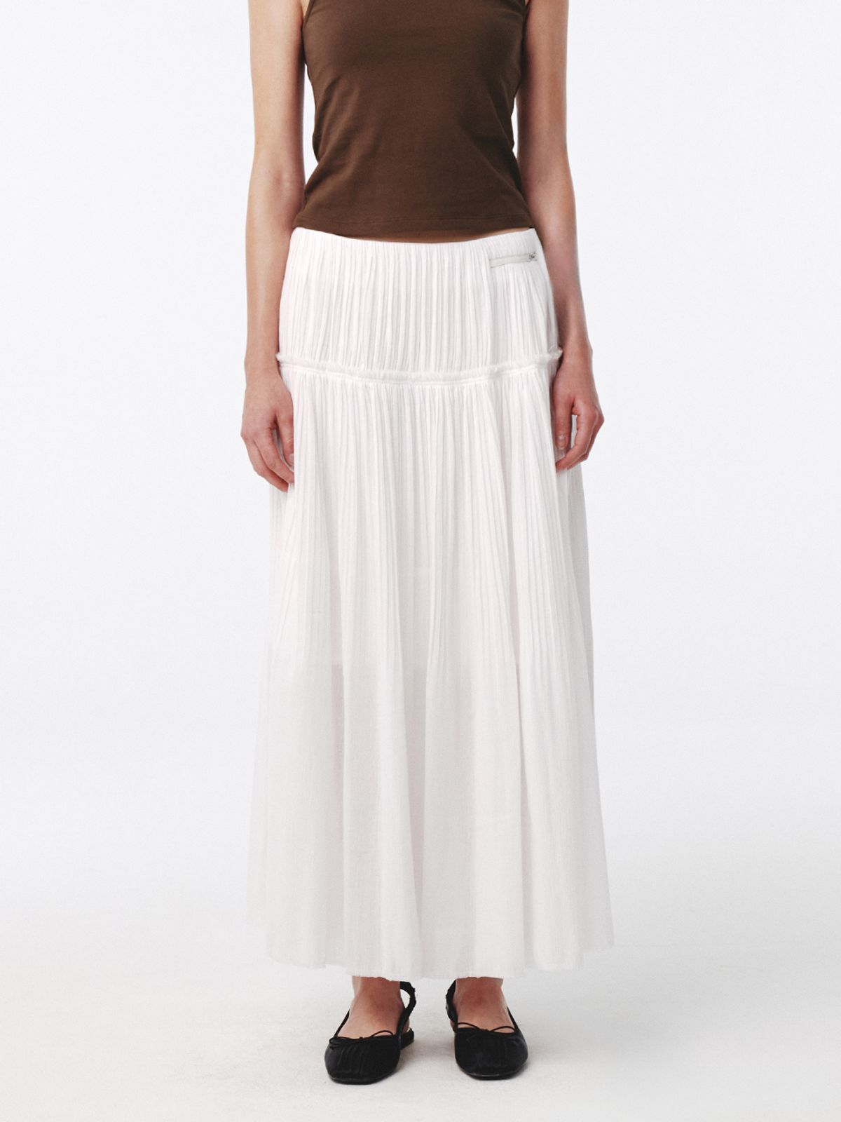 기준(KIJUN) Pure Pleats Maxi Skirt Off-White