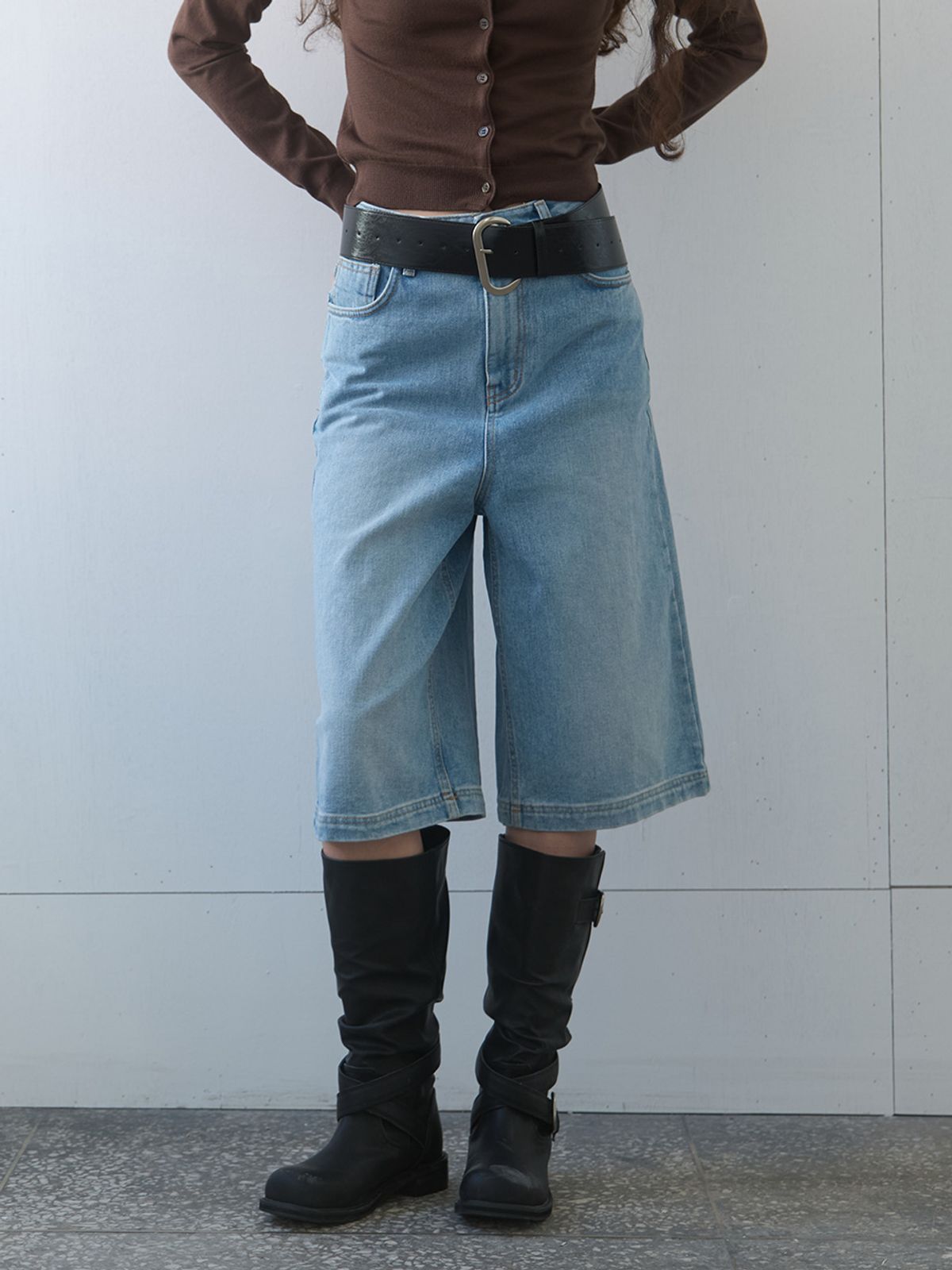 기준(KIJUN) Essential Denim Bermuda Shorts Blue