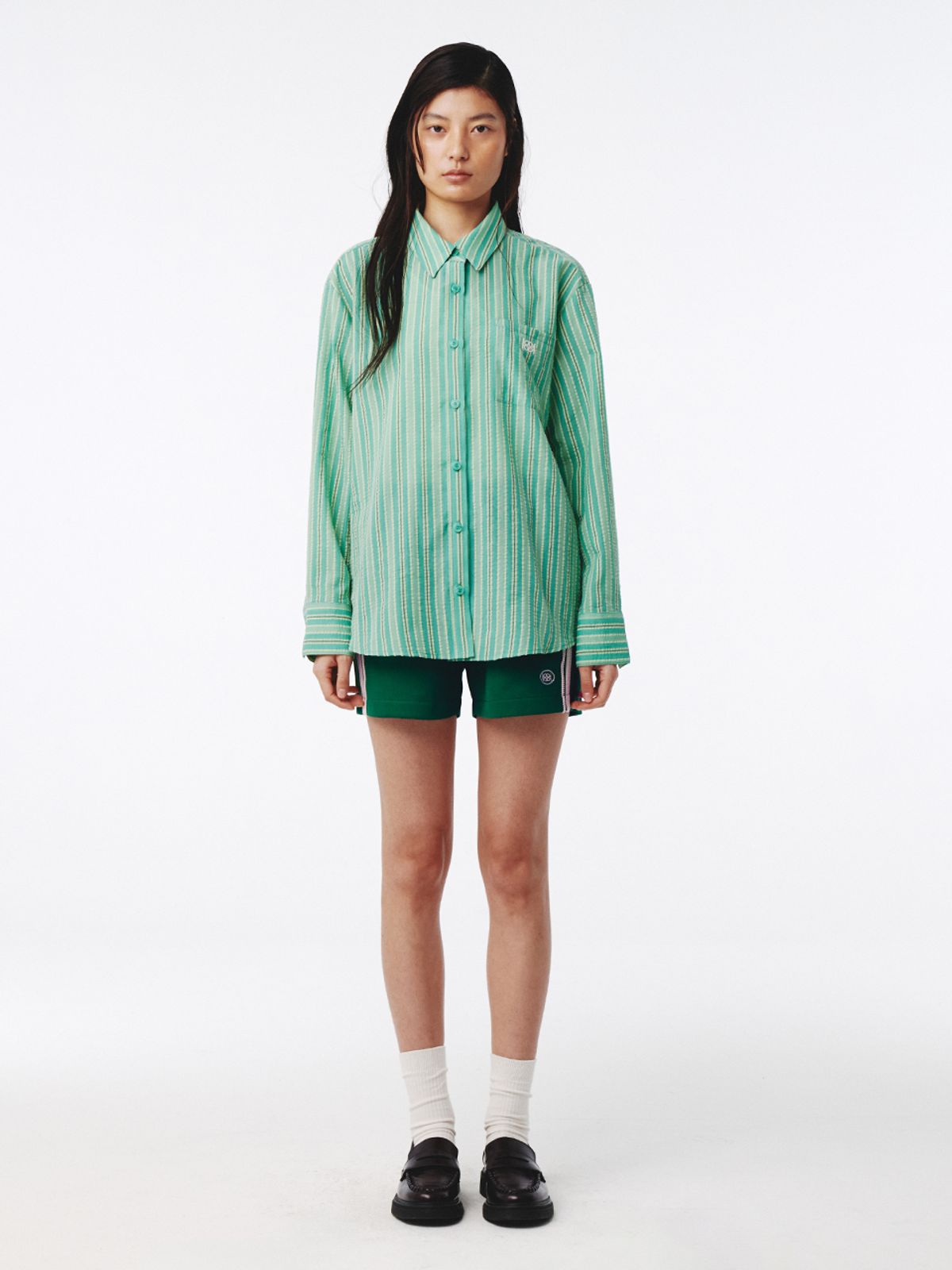 기준(KIJUN) Double Line Track Shorts Green
