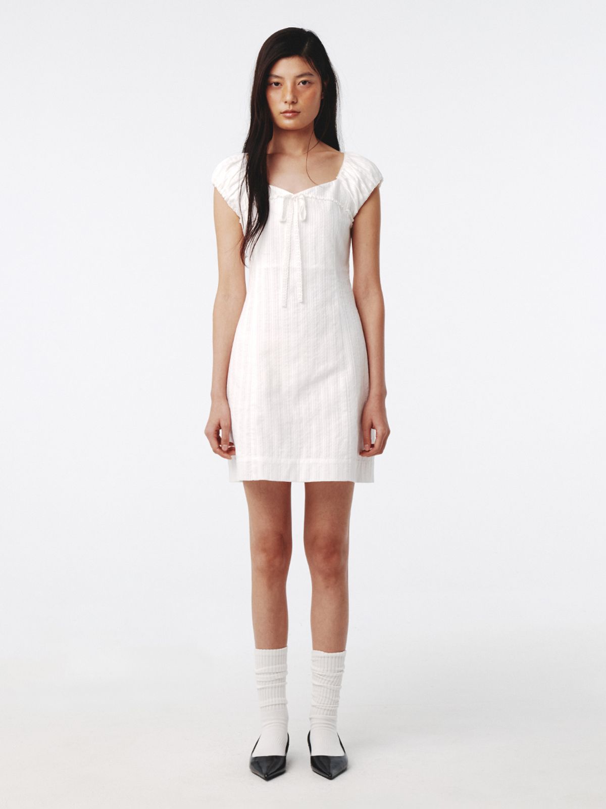 기준(KIJUN) Pure Lace Mini Dress Off-White