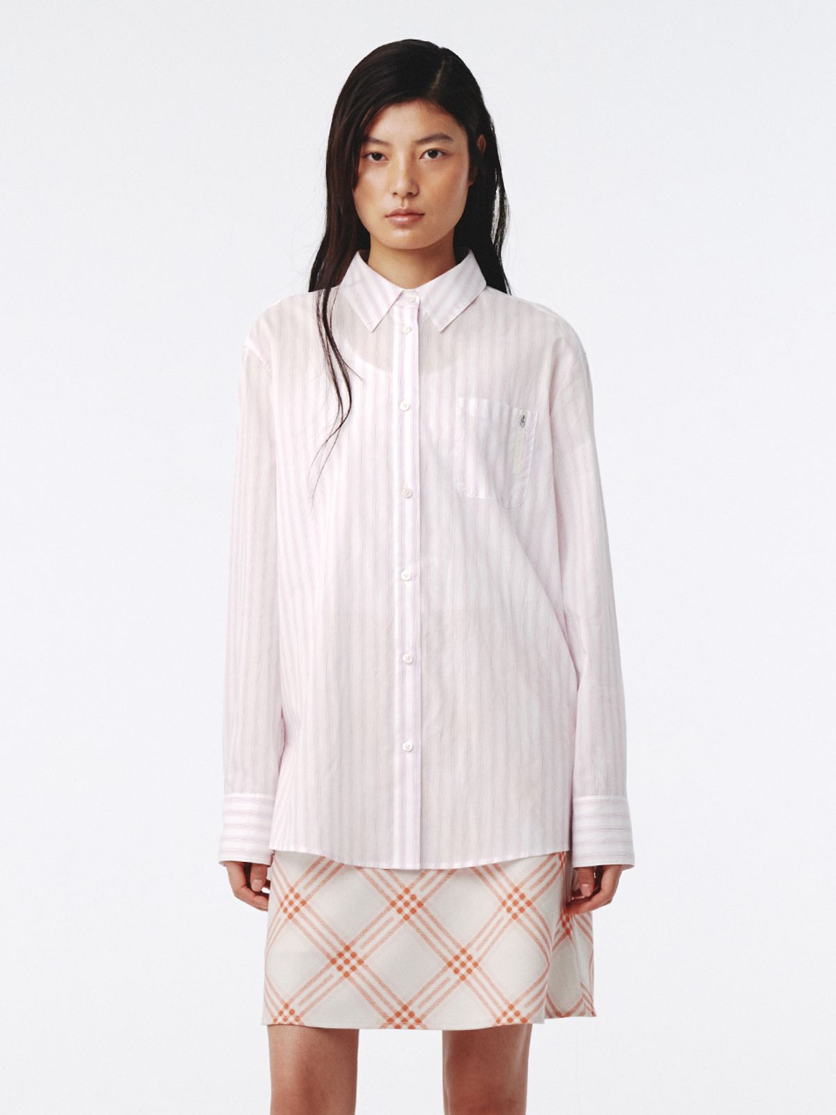 기준(KIJUN) Natural Stripe Shirt Purple