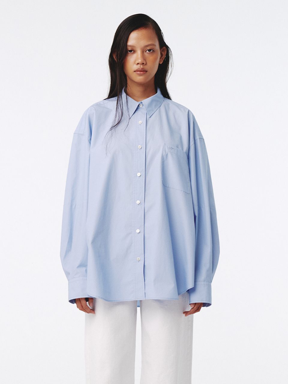 Structured Oversized Shirt Blue