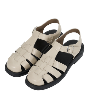 타버 소가죽 컴포트 피셔맨 샌들 (4cm) 베이지