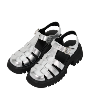 샤너 소가죽 글로시 피셔맨 샌들 (6cm) 실버