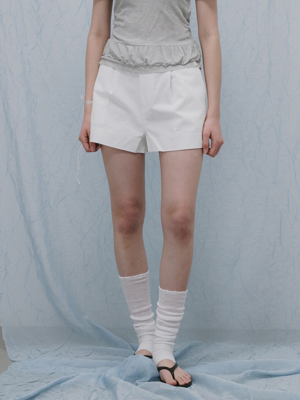 플라드주르(PLATDUJOUR) Cotton shorts (Ivory)