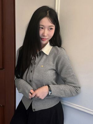 [유튜버 PICK] (우먼)에센셜 라운드 크롭 니트 가디건 [M/GREY]