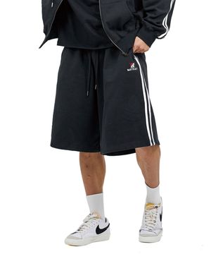 트랙 라인 오버 핏 8부 팬츠 블랙