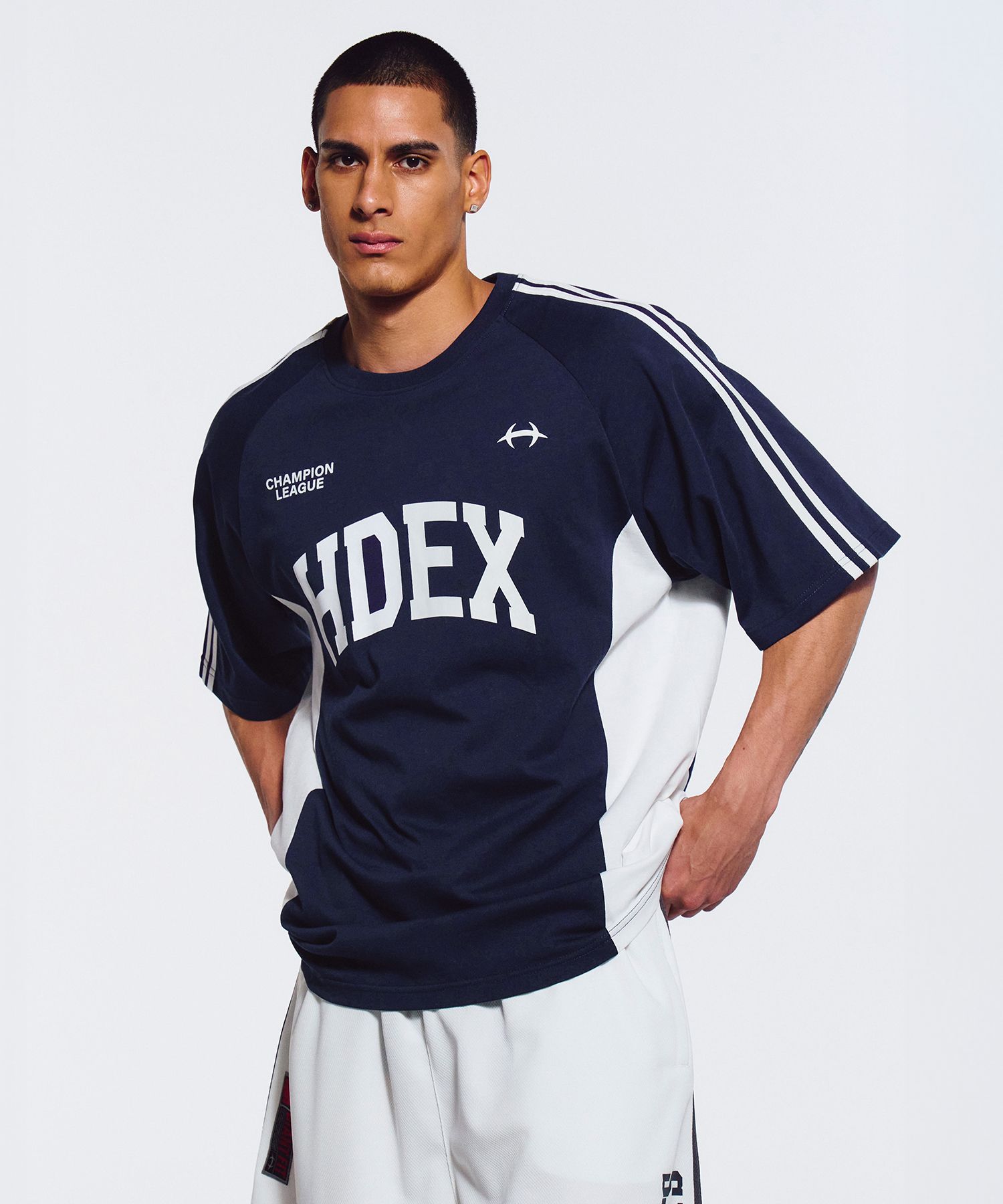 【韓国 HDEX】SIDE COLOR BLOCK SHORT SLEEVE MUSINSA | HDEX Side Color Block Short Sleeve (Navy)