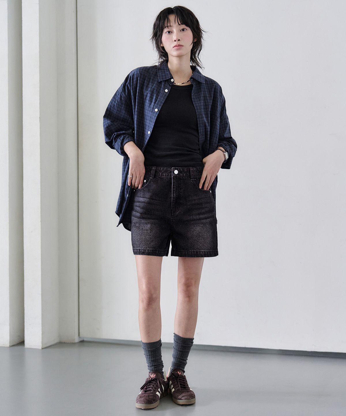 데케트 우먼(DECET WOMEN) Signature Denim Shorts DCWPT007BlackPink