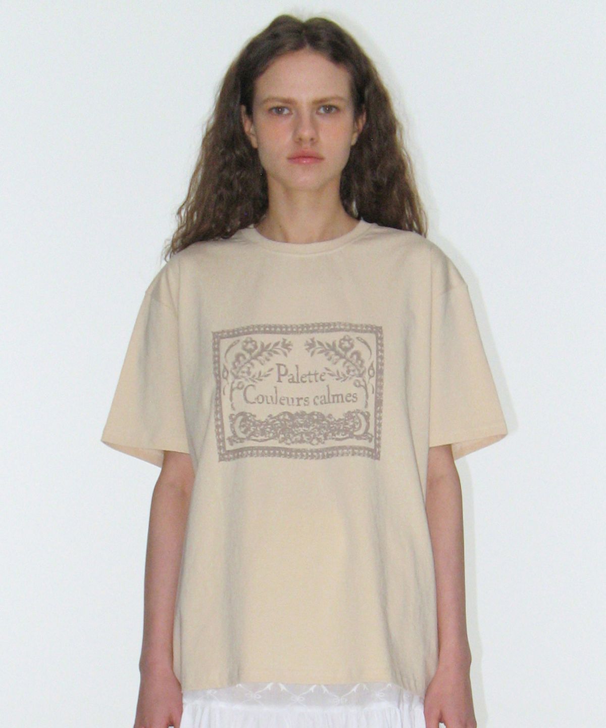 락케이크(ROCKCAKE) Palette Couleurs Printing Top - Cream