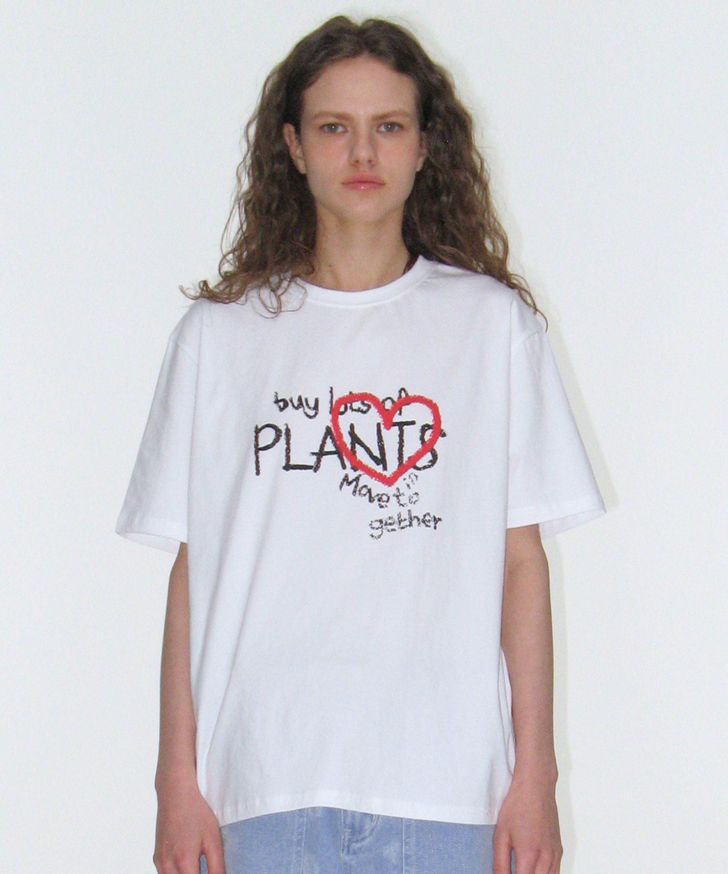 MUSINSA公式 | ROCKCAKE Heart Drawing Printing Top - White