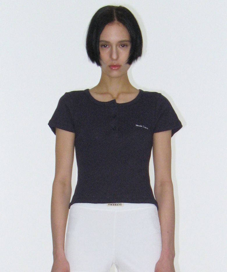 Soft Punching Button Top - Navy