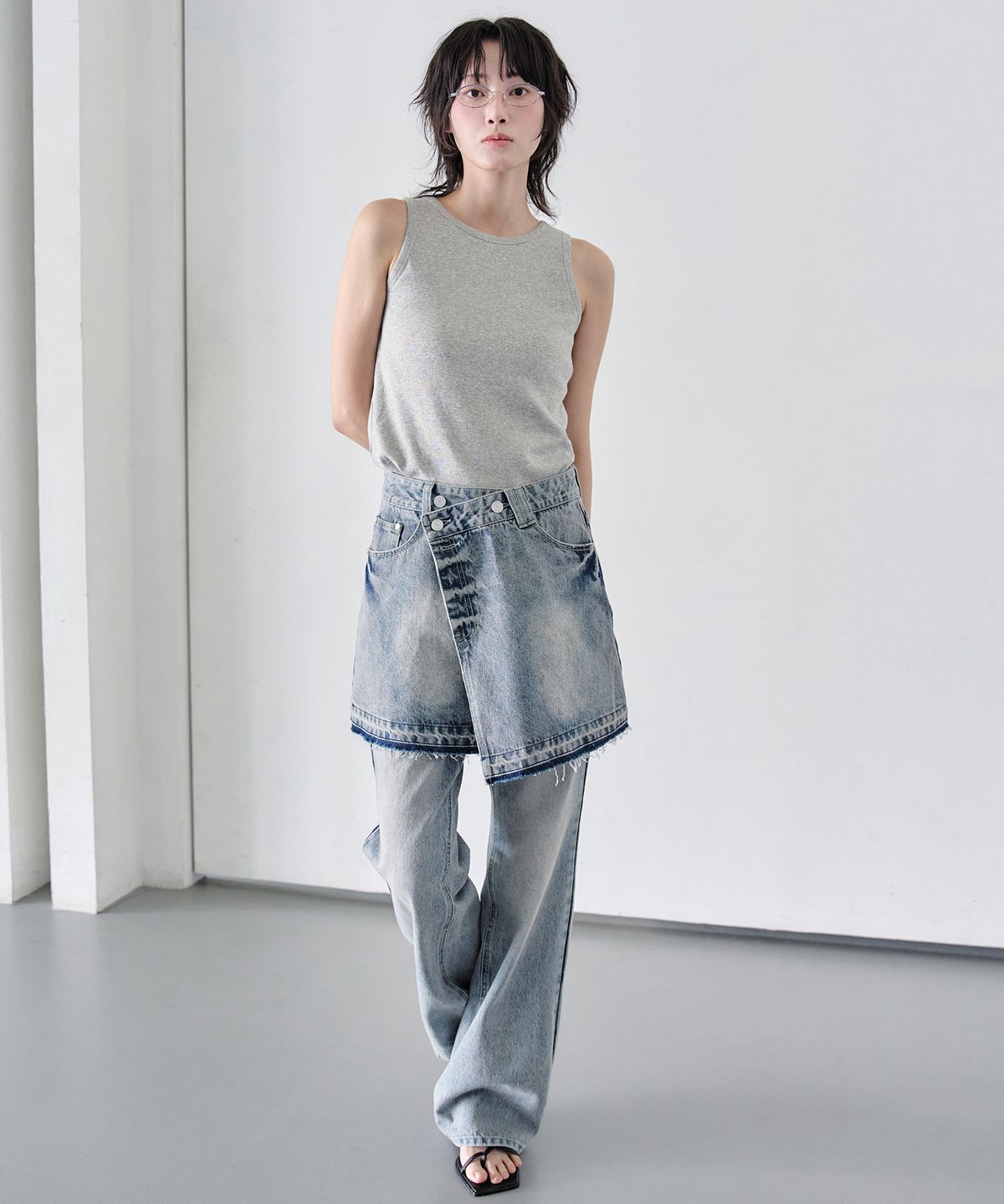 데케트 우먼(DECET WOMEN) Wrap Skirt DCSK005LBlue