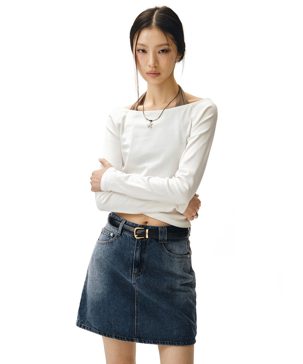 데케트 우먼(DECET WOMEN) Signature Mini Skirt DCSK001BlueA