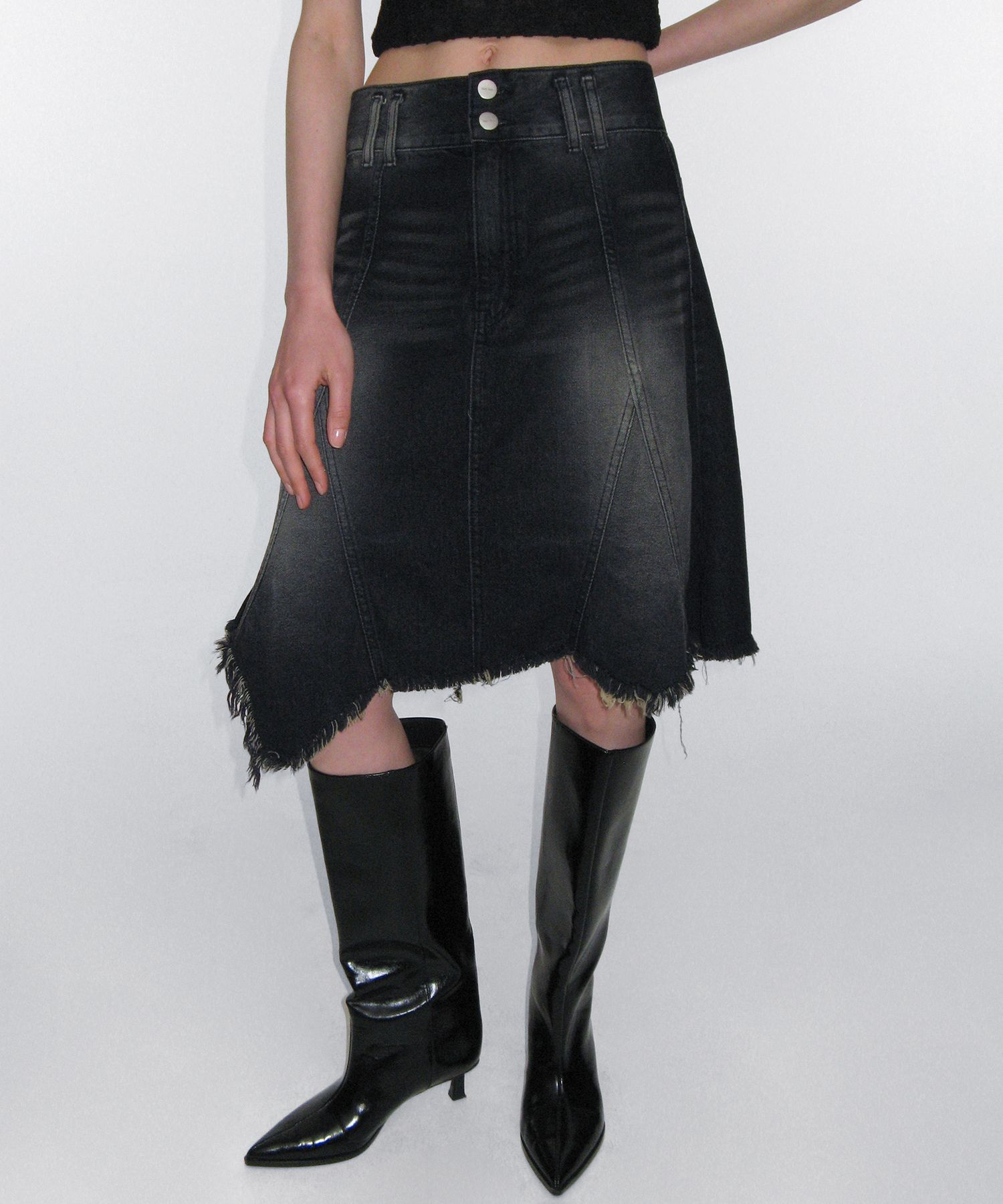 スカート ROCKCAKE 96 Slit Flare Denim Skirt 5BMR0084 MUSINSA | ROCKCAKE Slit Flare Denim Skirt - Blue