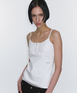 Mini Button Sleeveless - White